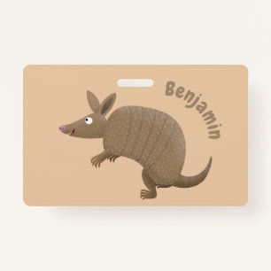 Funny armadillo Happy Cartoon Illustration Ausweis