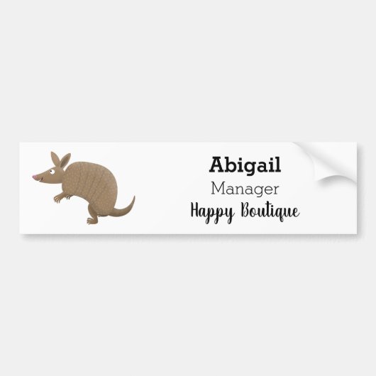 Funny armadillo Happy Cartoon Illustration Autoaufkleber (Vorne)