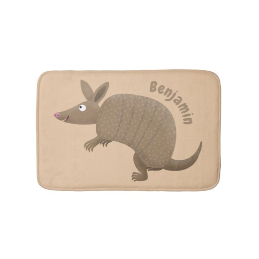 Funny armadillo Happy Cartoon Illustration Badematte (Vorderseite)