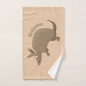 Funny armadillo Happy Cartoon Illustration Badhandtuch Set (Handtuch)