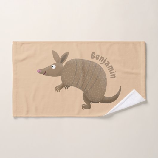 Funny armadillo Happy Cartoon Illustration Badhandtuch Set (Handtuch)