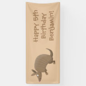 Funny armadillo Happy Cartoon Illustration Banner (Vertikal)