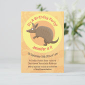 Funny armadillo Happy Cartoon Illustration Einladung (Stehend Vorderseite)