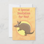 Funny armadillo Happy Cartoon Illustration Einladung (Rückseite)
