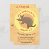 Funny armadillo Happy Cartoon Illustration Einladung (Vorne/Hinten)