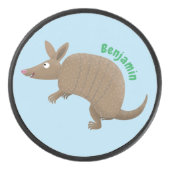 Funny armadillo Happy Cartoon Illustration Eishockey Puck (Vorderseite)