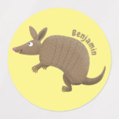Funny armadillo Happy Cartoon Illustration Etiketten (Design 1)