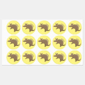 Funny armadillo Happy Cartoon Illustration Etiketten (Blatt)