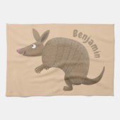 Funny armadillo Happy Cartoon Illustration Geschirrtuch (Horizontal)