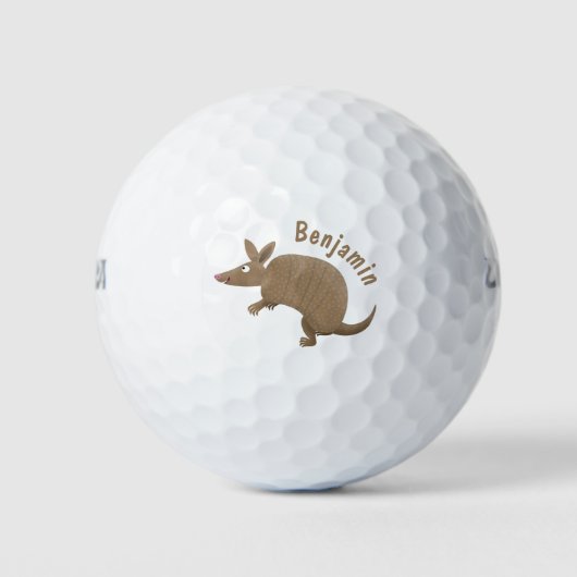 Funny armadillo Happy Cartoon Illustration Golfball (Vorderseite)