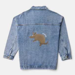 Funny armadillo Happy Cartoon Illustration Jeansjacke
