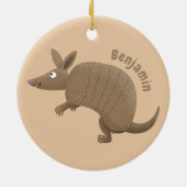 Funny armadillo Happy Cartoon Illustration Keramik Ornament (Hinten)