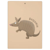 Funny armadillo Happy Cartoon Illustration Klemmbrett (Rückseite)