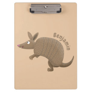 Funny armadillo Happy Cartoon Illustration Klemmbrett