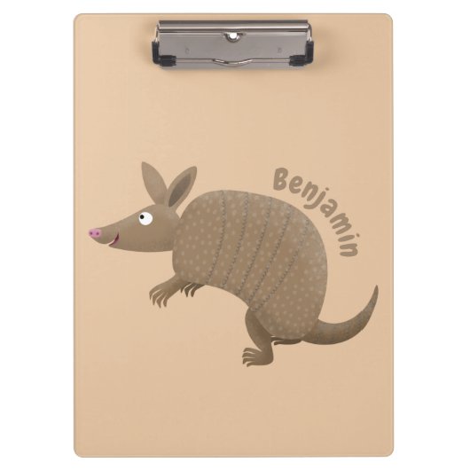 Funny armadillo Happy Cartoon Illustration Klemmbrett (Vorderseite)