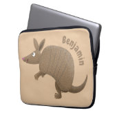Funny armadillo Happy Cartoon Illustration Laptopschutzhülle (Vorderseite Links)