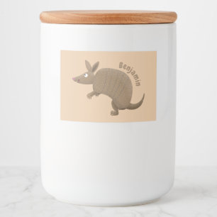 Funny armadillo Happy Cartoon Illustration Lebensmitteletikett