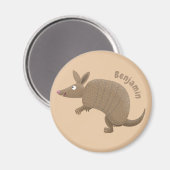 Funny armadillo Happy Cartoon Illustration Magnet (Vorderseite/Rückseite)