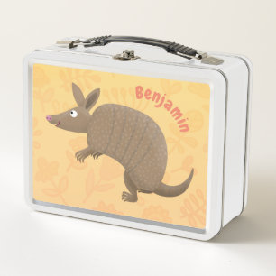 Funny armadillo Happy Cartoon Illustration Metall Brotdose