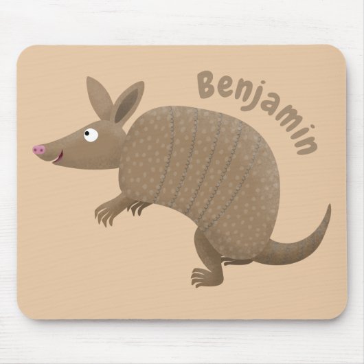 Funny armadillo Happy Cartoon Illustration Mousepad (Vorne)