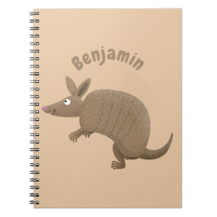 Funny armadillo Happy Cartoon Illustration Notizblock
