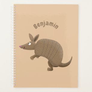 Funny armadillo Happy Cartoon Illustration Planer