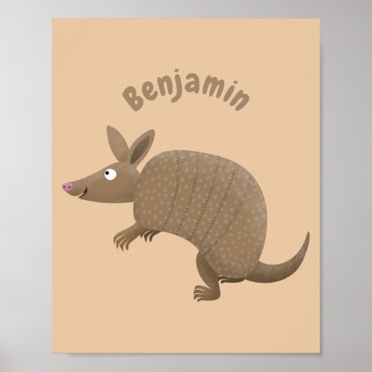 Funny armadillo Happy Cartoon Illustration Poster (Vorne)