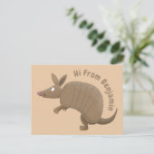 Funny armadillo Happy Cartoon Illustration Postkarte (Stehend Vorderseite)