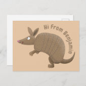 Funny armadillo Happy Cartoon Illustration Postkarte (Vorne/Hinten)