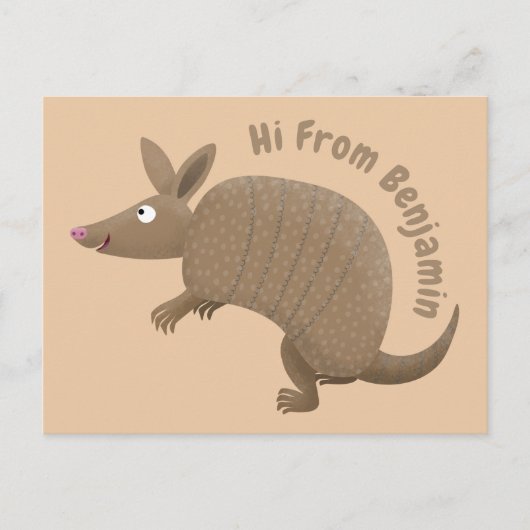 Funny armadillo Happy Cartoon Illustration Postkarte (Vorderseite)
