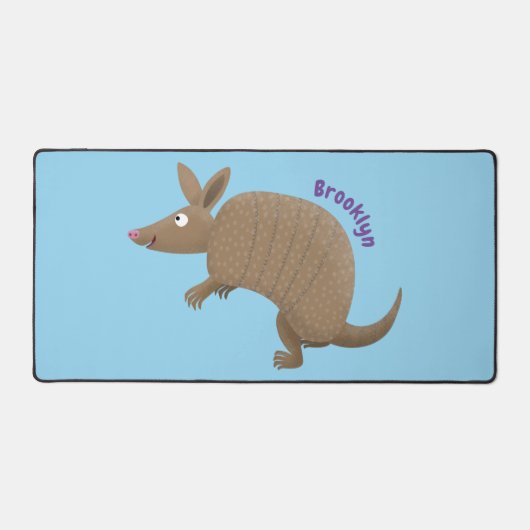 Funny armadillo Happy Cartoon Illustration Schreibtischunterlage (Vorderseite)