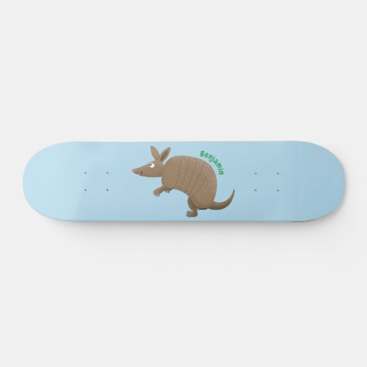 Funny armadillo Happy Cartoon Illustration Skateboard (Horizontal)