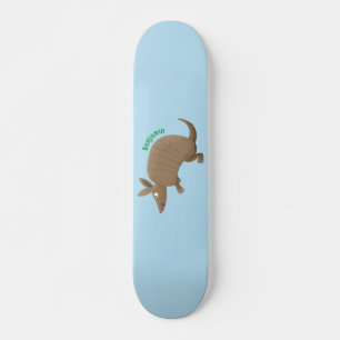 Funny armadillo Happy Cartoon Illustration Skateboard