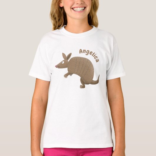 Funny armadillo Happy Cartoon Illustration T-Shirt (Vorderseite)