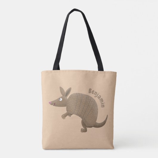 Funny armadillo Happy Cartoon Illustration Tasche (Rückseite)