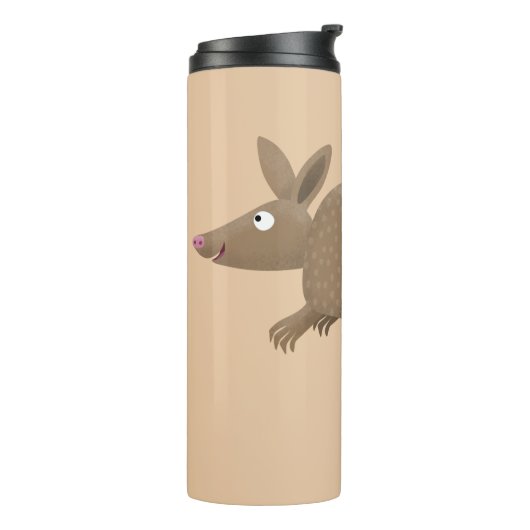 Funny armadillo Happy Cartoon Illustration Thermosbecher (Nach links gedreht)