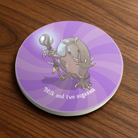 Funny Armadillo Milk & Two Sugar Hypnotic Cartoon Getränkeuntersetzer