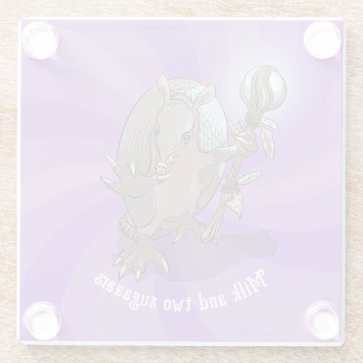 Funny Armadillo Milk & Two Sugar Hypnotic Cartoon Glasuntersetzer (Rückseite)