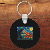 Funny Art Japanese Monster Kaiju In Van Gogh Starr Schlüsselanhänger (Vorderseite)