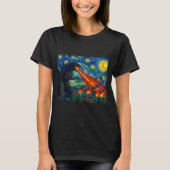 Funny Art Japanese Monster Kaiju In Van Gogh Starr T-Shirt (Vorderseite)