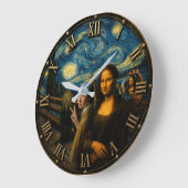 Funny Art Selfie Mona Lisa  Große Wanduhr (Winkel)