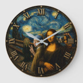 Funny Art Selfie Mona Lisa  Große Wanduhr (Vorderseite)