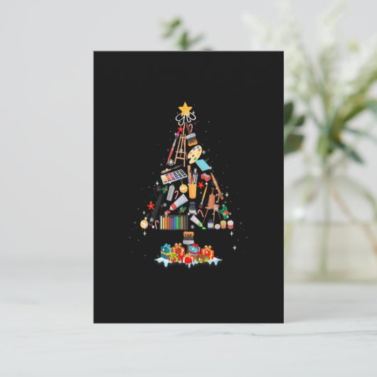 Funny Art Xmas Tree Deco Art Lehrer Ugly Artist Dankeskarte (Stehend Vorderseite)