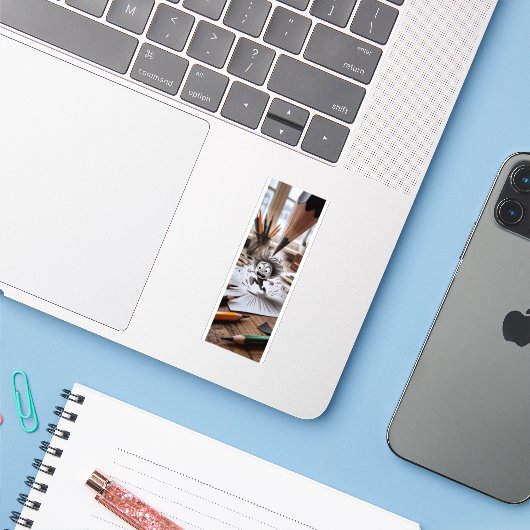 Funny Artist Deadline Panic Aufkleber (Laptop mit iPhone)