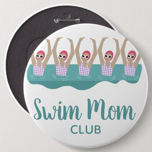 Funny Artistic Synchro Schwimmer Mama schwimmen Button (Vorne & Hinten)