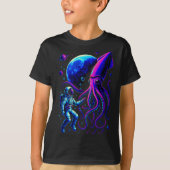 Funny Astronaut And Squid In Underwater Space With T-Shirt (Vorderseite)