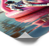Funny Astronaut auf der Pink Flamingo Beach Wall A Poster (Ecke)