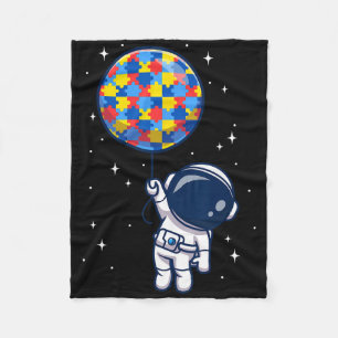 Funny Astronaut Bylloon Autismus Awareness Space L Fleecedecke
