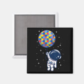 Funny Astronaut Bylloon Autismus Awareness Space L Magnet (Vorderseite/Rückseite)