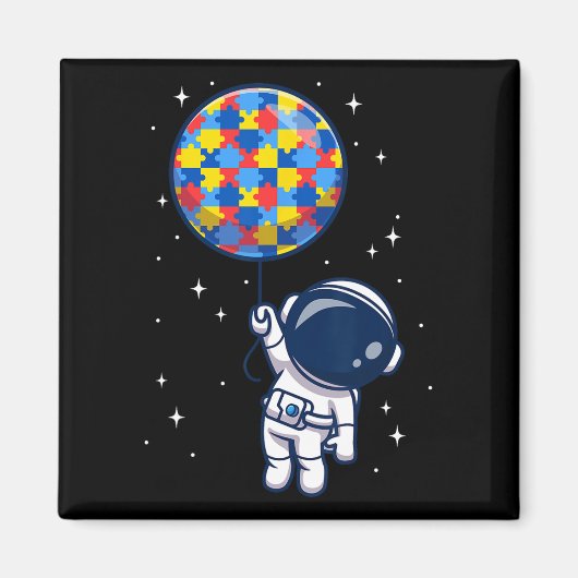 Funny Astronaut Bylloon Autismus Awareness Space L Magnet (Vorne)